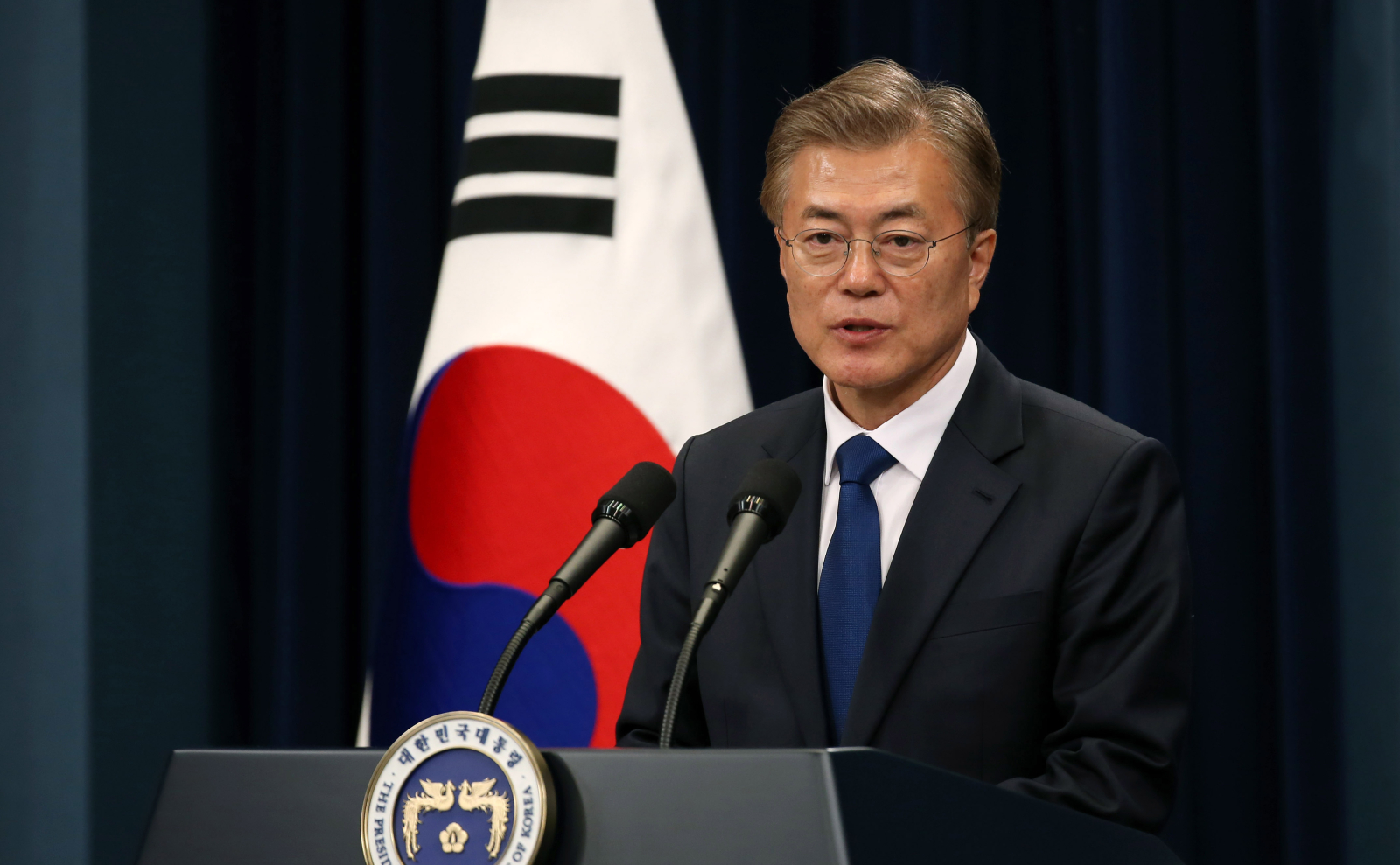 President Moon Jae-in at his 1st Press Conference. May 10, 2017. Credits: South Korean Ministry of Culture, Sports and Tourism