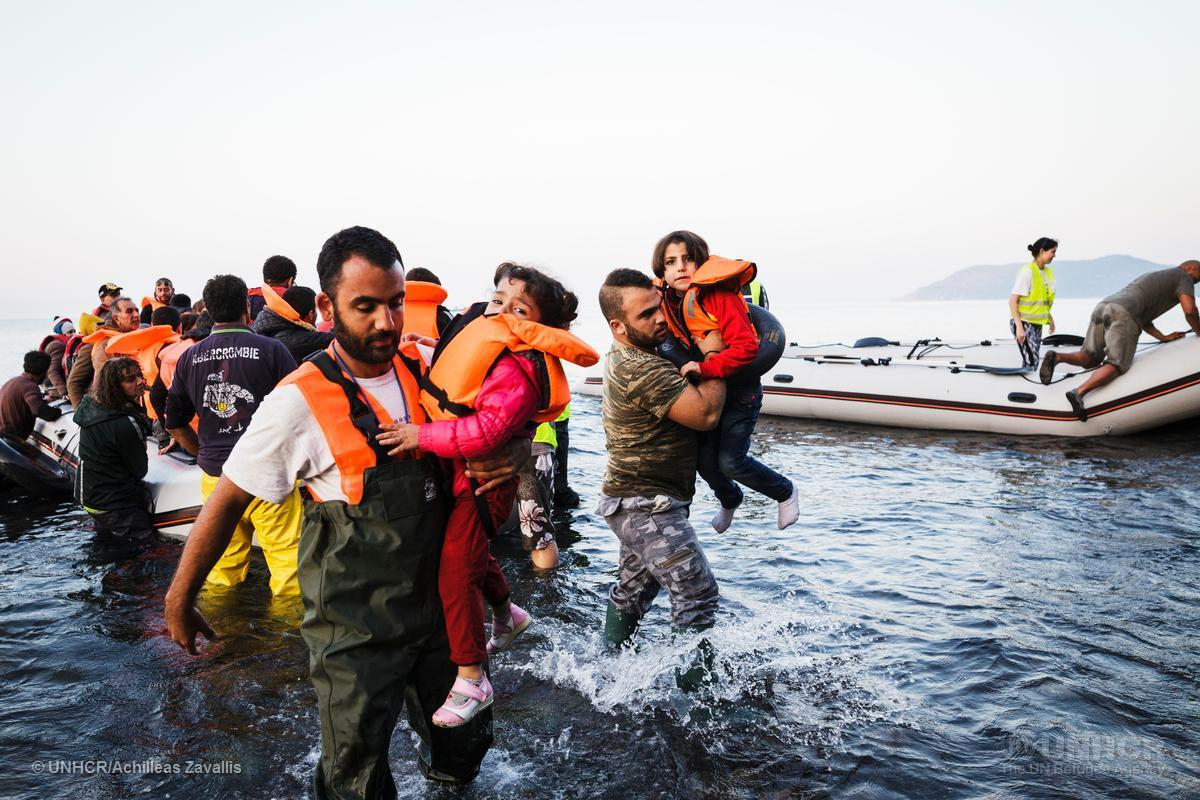 Greece: Refugees arrive on the shores of the island of Lesbos