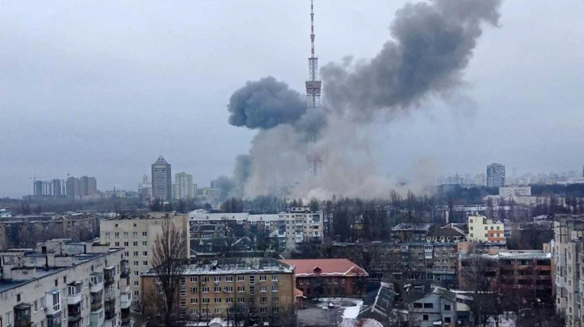 The TV Tower in Kyiv, Ukraine, March 1, 2022